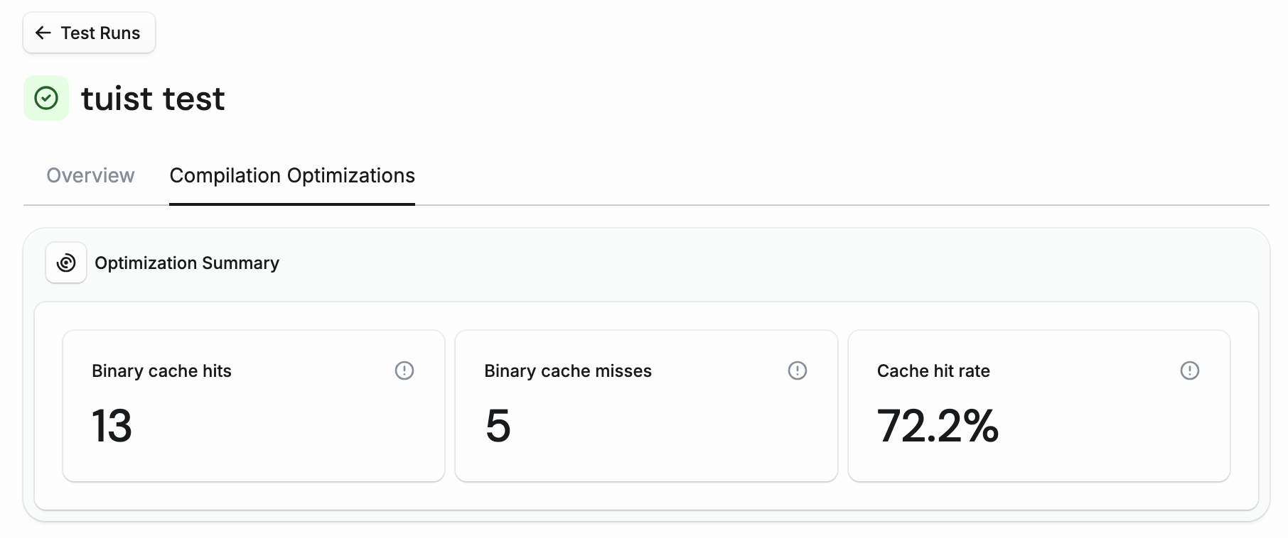 Cache hit rate widget showing 72.2% cache efficiency